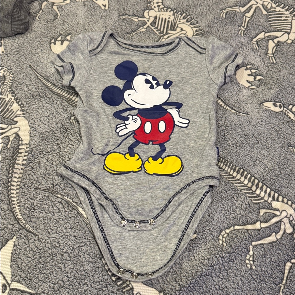 Gray Mickey Mouse Baby Onesie